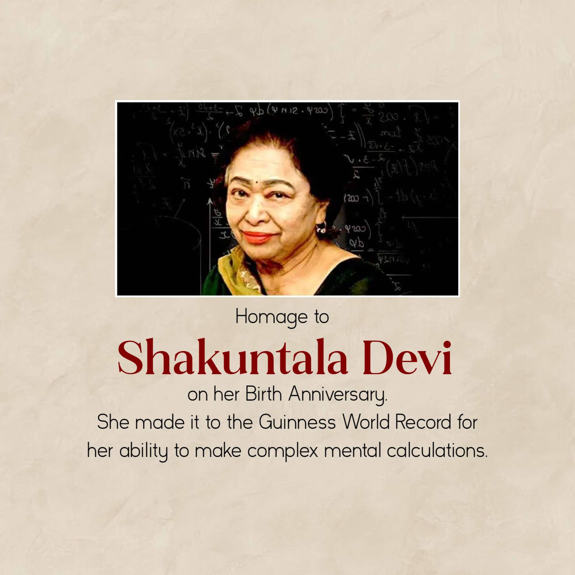 Shakuntala Devi Jayanti
